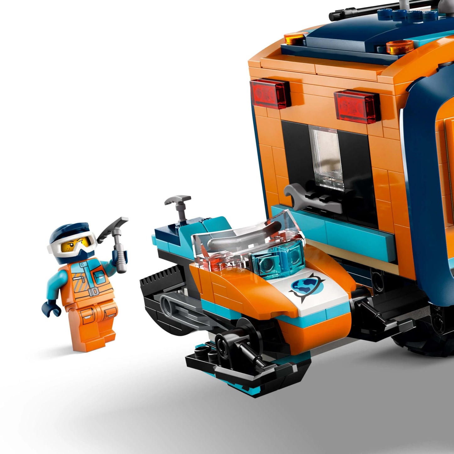 LEGO City Arctic Truck with Lab - build and play set - exploration vehicle with steering and suspension - includes snowmobile, 5 mini-figures, and 3 wolf figures - gift for boys 8 years and older - 60471