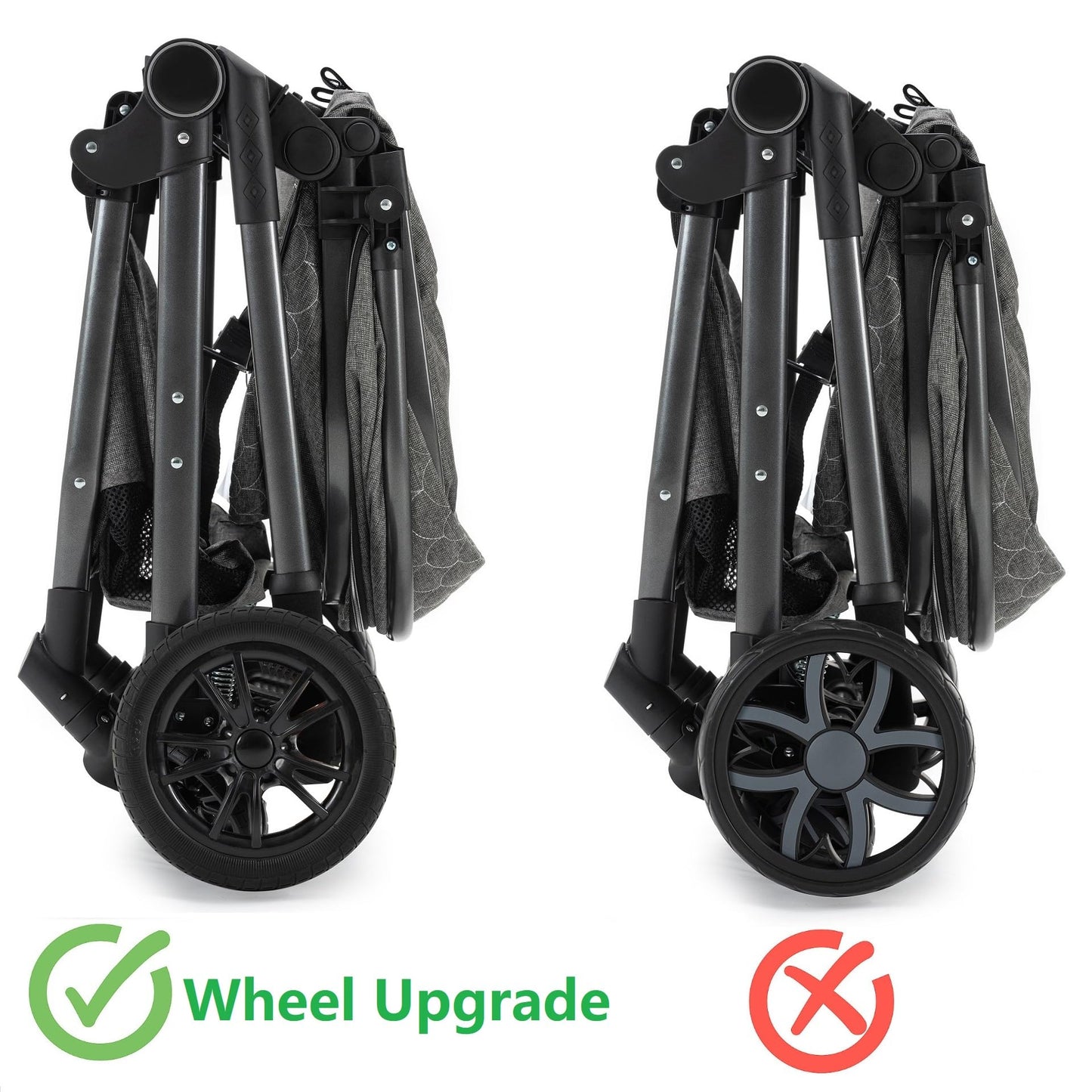 Gcarebb 3 in 1 stroller with car baby seat, easily collapsible with one click, portable complete set with aluminum frame for newborns 0-3 years old.