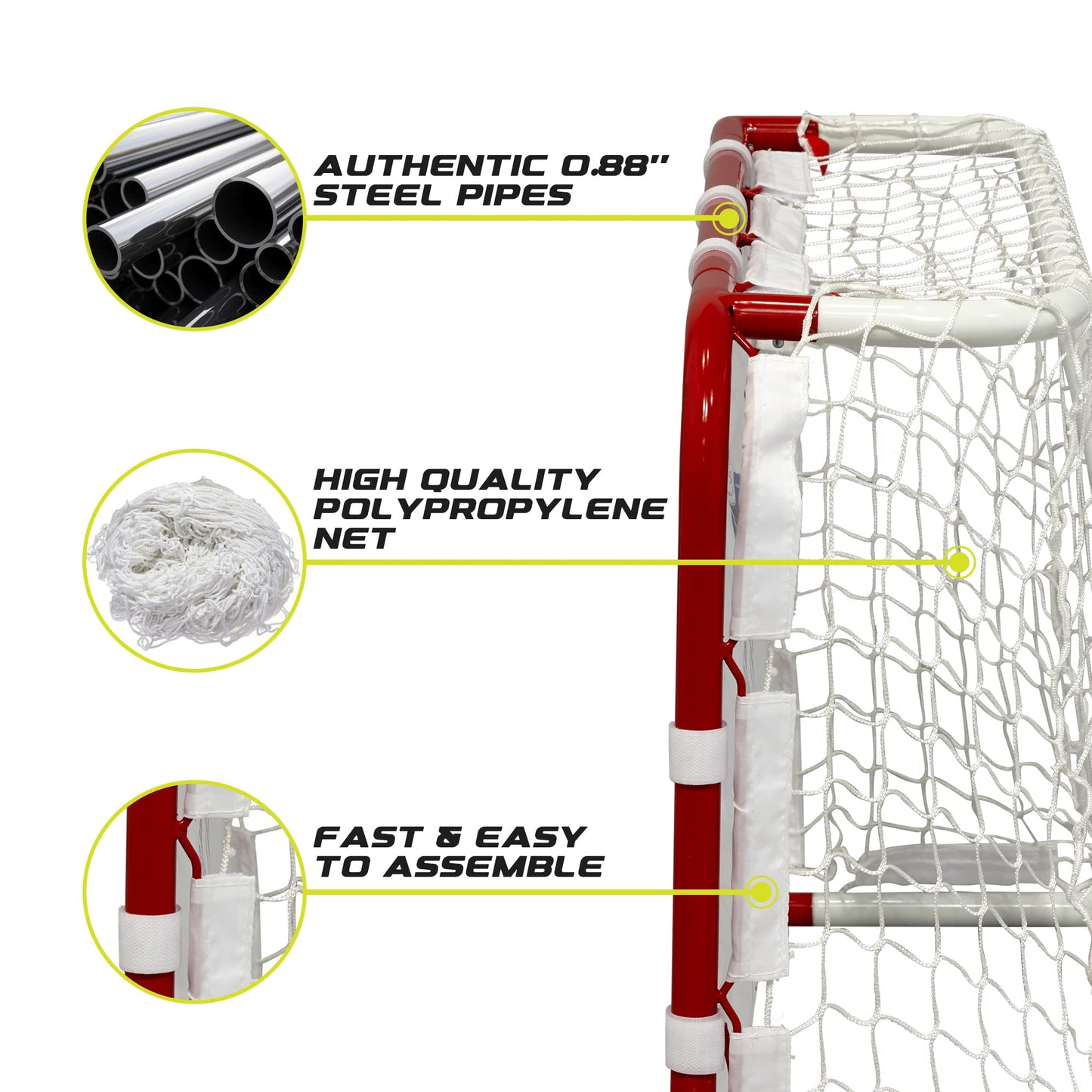 Winnwell Mini Hockey Set 31" - Metal Goal with Net, 2 Sticks, 1 Ball, 1 Target Board, Multicolor