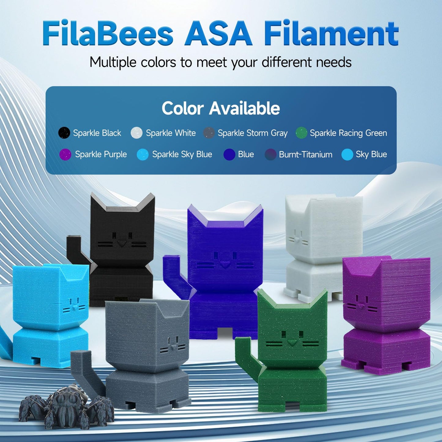 FilaBees ASA Filament 1.75mm Sparkle White, 3D printer filament for printing outdoor functional parts, weather and heat resistant 1KG