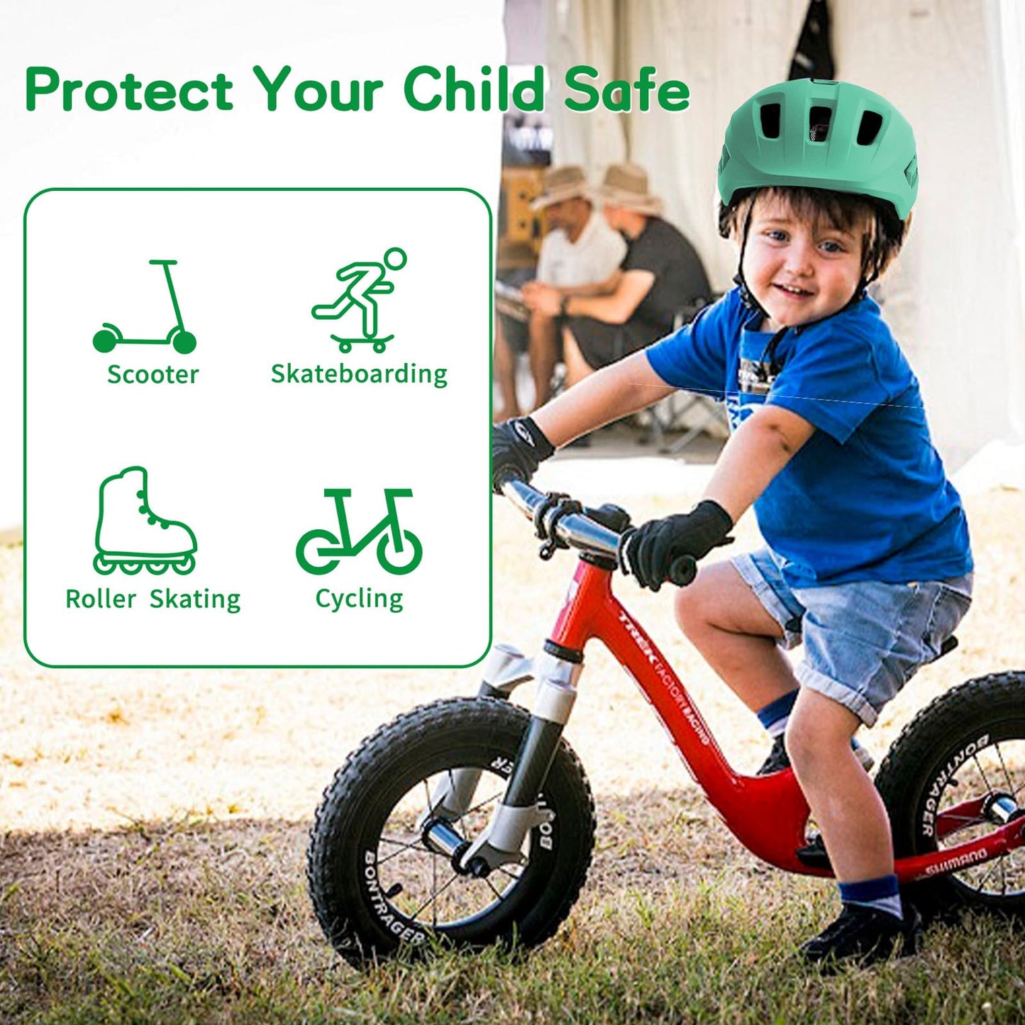 KORIMEFA Toddler Helmet Kids Bike Helmet Baby Multi-Sport Adjustable Helmet Sports Helmet Cycling Bike Roller Skateboard Helmet Lightweight for Kids Boys Girls 2-8 years old (Green, S)