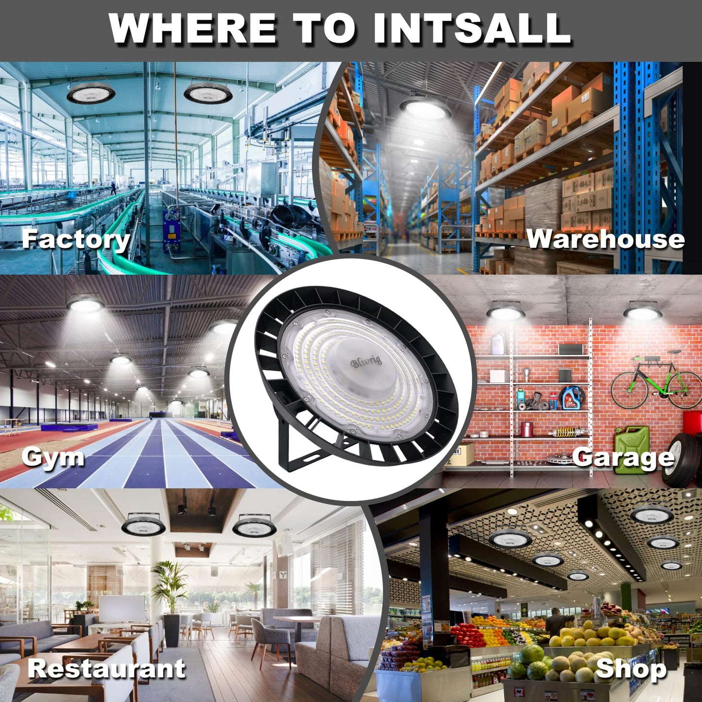 Blivrig 300W LED UFO High Bay Light Industrial Lamp 6500K Cool White 30000LM, 252 Pendant Lights 230V with Cable, IP65 Waterproof Hanging Lights Indoor Lighting for Gymnasiums, Factories