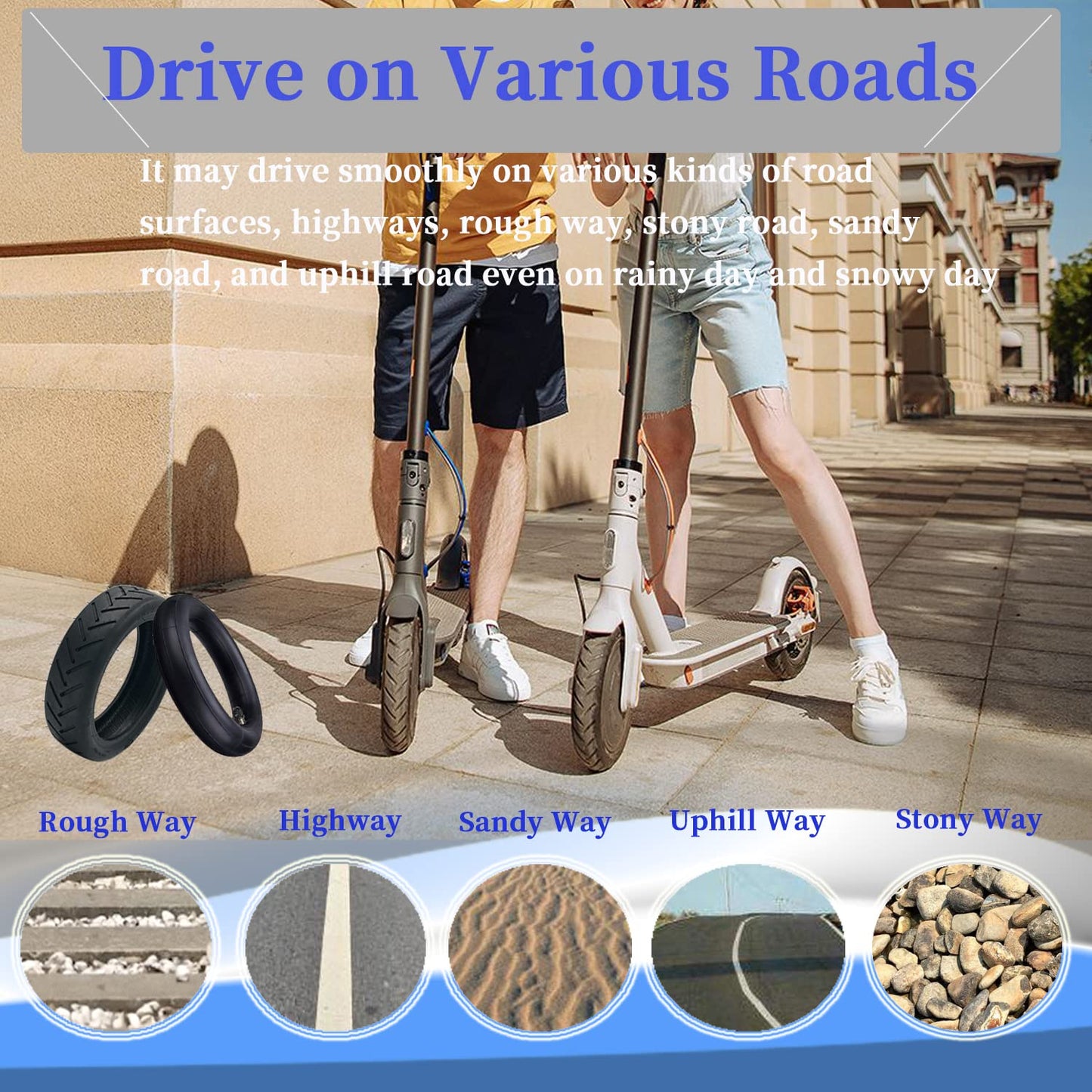 OUXI E-Scooter tire 8 1/2 tire 1 tire and 1 tube package E-Scooter spare tube + tire 8.5 inch compatible with Xiaomi M365/M365Pro2 electric scooter-black replacement wheels for scooter 50/75-6.1