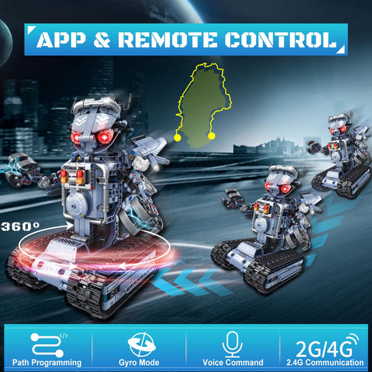 JONRRYIN Technology Robot Kids Toy, 779 pieces 2 in 1 Remote Control Robot and Tank Building Toy, Robot Programmable via APP and Remote Control Gift for 8-12 year old Boys Girls