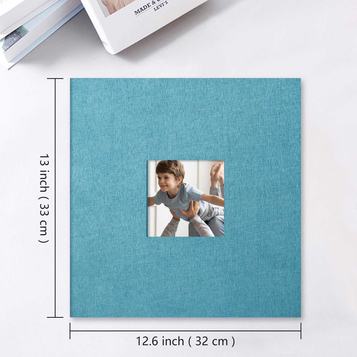 Vienrose self-adhesive photo album 4x6 Stick and customize large linen photo album with 40 white pages, wedding anniversary birthday gifts with a pen, 13x13in