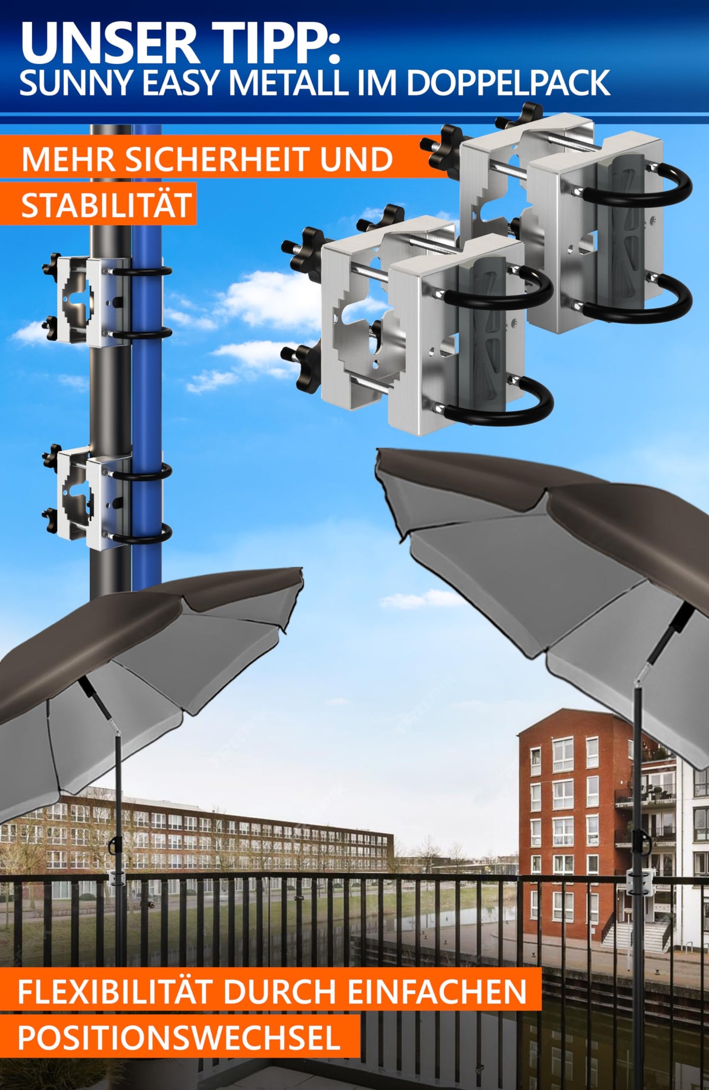 4smile metal sunshade holder, balcony umbrella mounting stainless steel flexible balcony bracket.