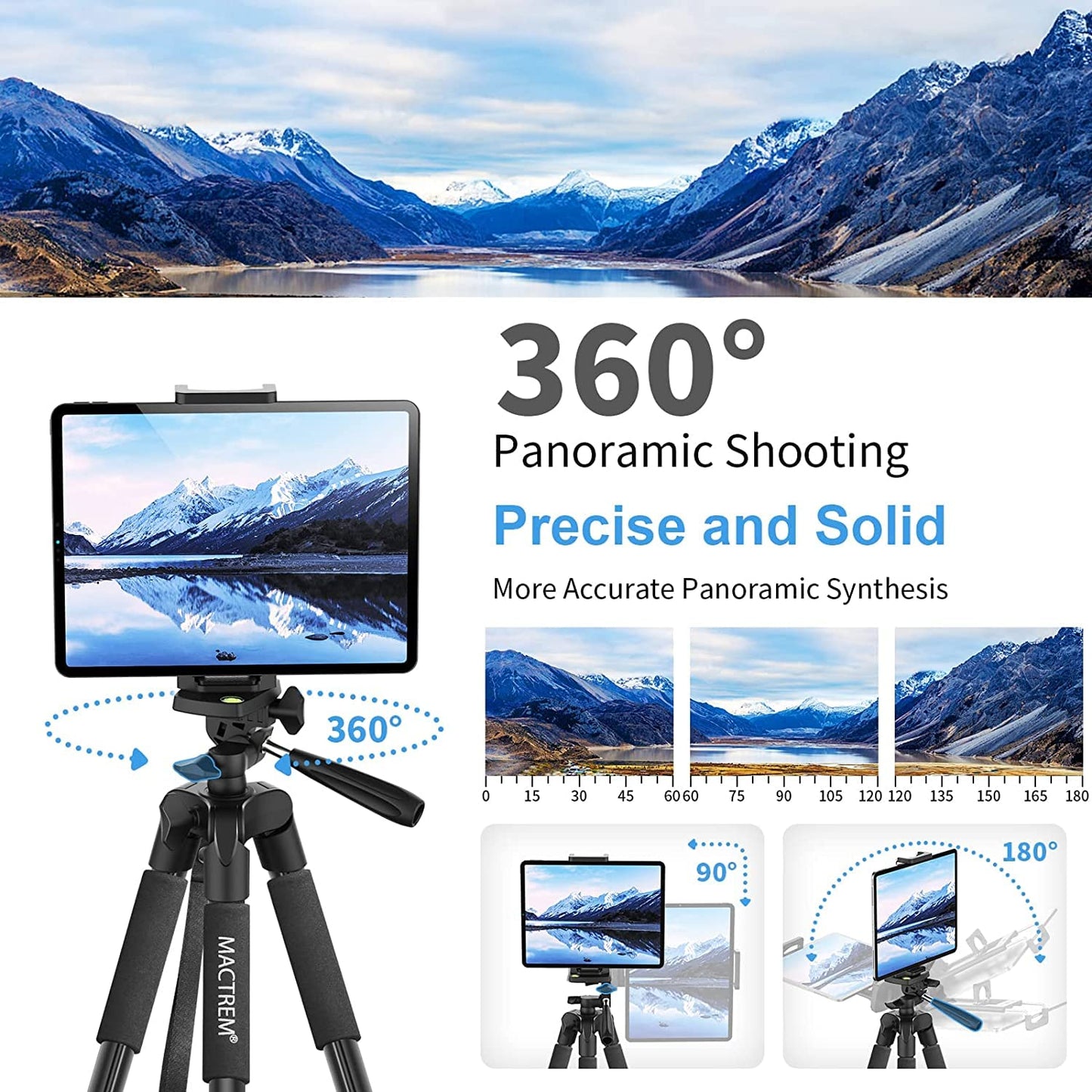 Cellphone tripod, Upgrade 165cm / 65" Camera Tripod for Smartphone iPad, 360° Rotation Portable Tripod with Remote Shutter Compatible for Tablet, All Phones, iPhone, Samsung, Camera, Gopro