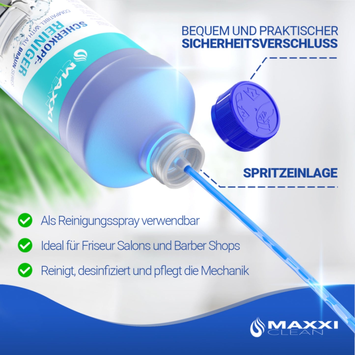 Maxxi Clean | 3x 750 ml Refill Liquid Shaver Head Cleaner for Cleaning Cartridge | Razor Cleaning Liquid compatible with Braun Cleaning Station | Cleaning Spray with Aloe Vera Scent