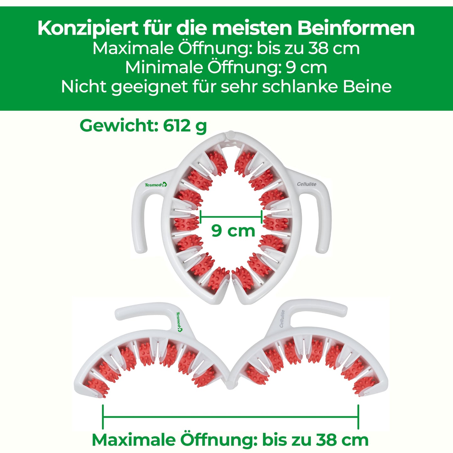 TESMED CELLULITE Manual Anti-Cellulite Massage Device Made in Italy | Patented with triple action | Clinically tested effectiveness | Massage roller for thighs, buttocks, skin tightening.
