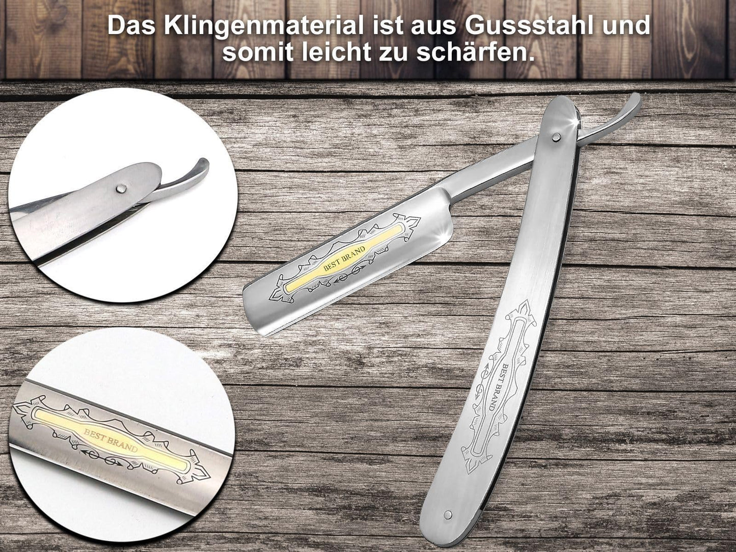 Gift Set Straight Razor Set Paste from Solingen with professional combination leather and cotton strop and a stainless steel razor from InstrumenteNrw based in Germany