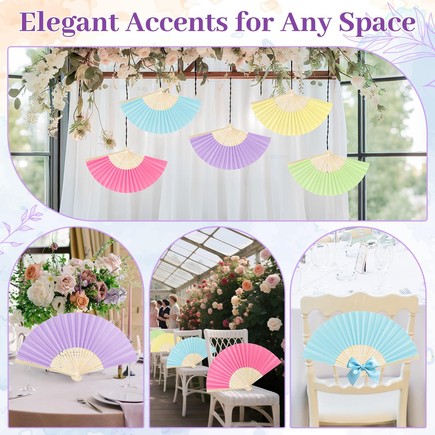 iZoeL 12 PCS Hand Fans Colorful Fans Wedding Macaron Paper Fans Wedding Fans Pocket Fans Foldable Fans Colorful Hand Fans Wedding Party Favor with Pouch (Macaron)