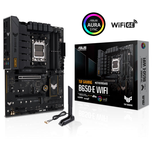 ASUS TUF Gaming B650-E WiFi Motherboard Socket AMD AM5 (Ryzen 7000, ATX, PCIe 5.0, DDR5 memory, WiFi 6E, USB 3.2 Gen 2x2 Type-C, Aura Sync)
