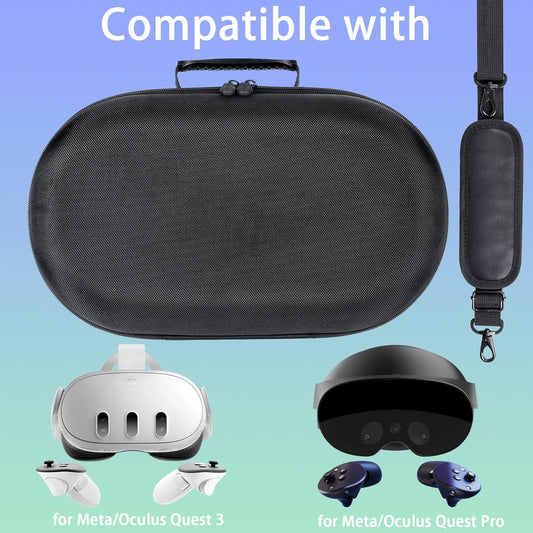 Aenllosi hard shell case for Meta Quest Pro/Meta Quest 3 All-In-One VR Headset, case only (black+blue)