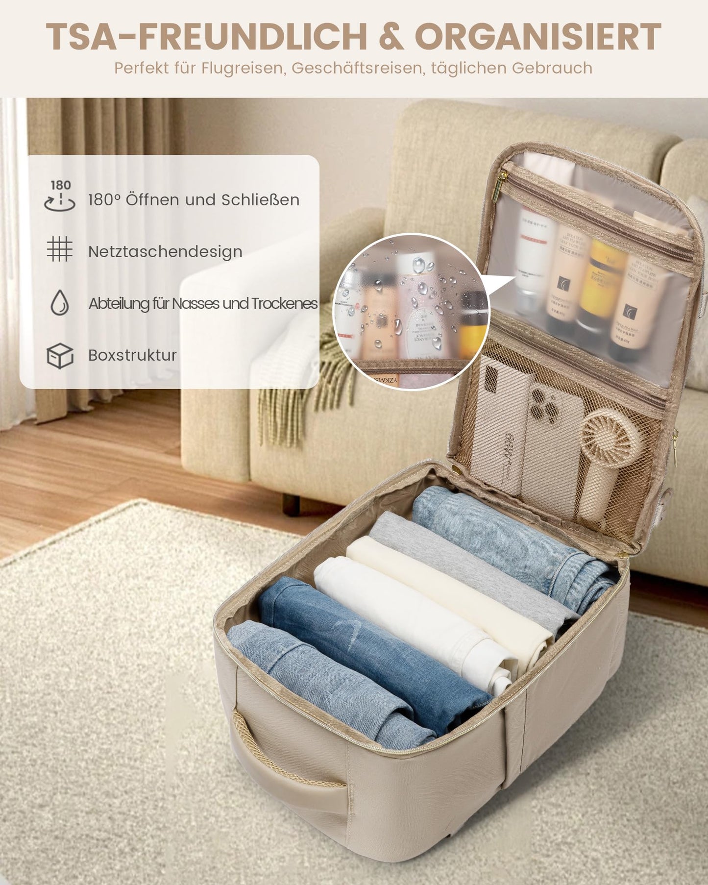 LOVEVOOK Ryanair Carry-on 40x20x25, 20L Travel Backpack for Women, Ryanair Carry-on Backpack, Women's Backpack, Cabin Bag Travel Backpack for Eurowings, Wizz Air, Vacation Must Haves - Khaki Beige