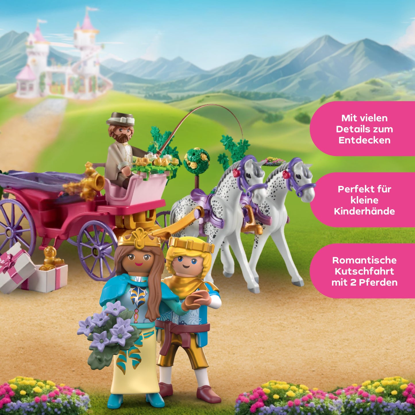 PLAYMOBIL | Princess Magic | Carriage Ride with Princess and Prince | Princess Toy | Fairy Tale Toy for Kids aged 4 and up | 71846