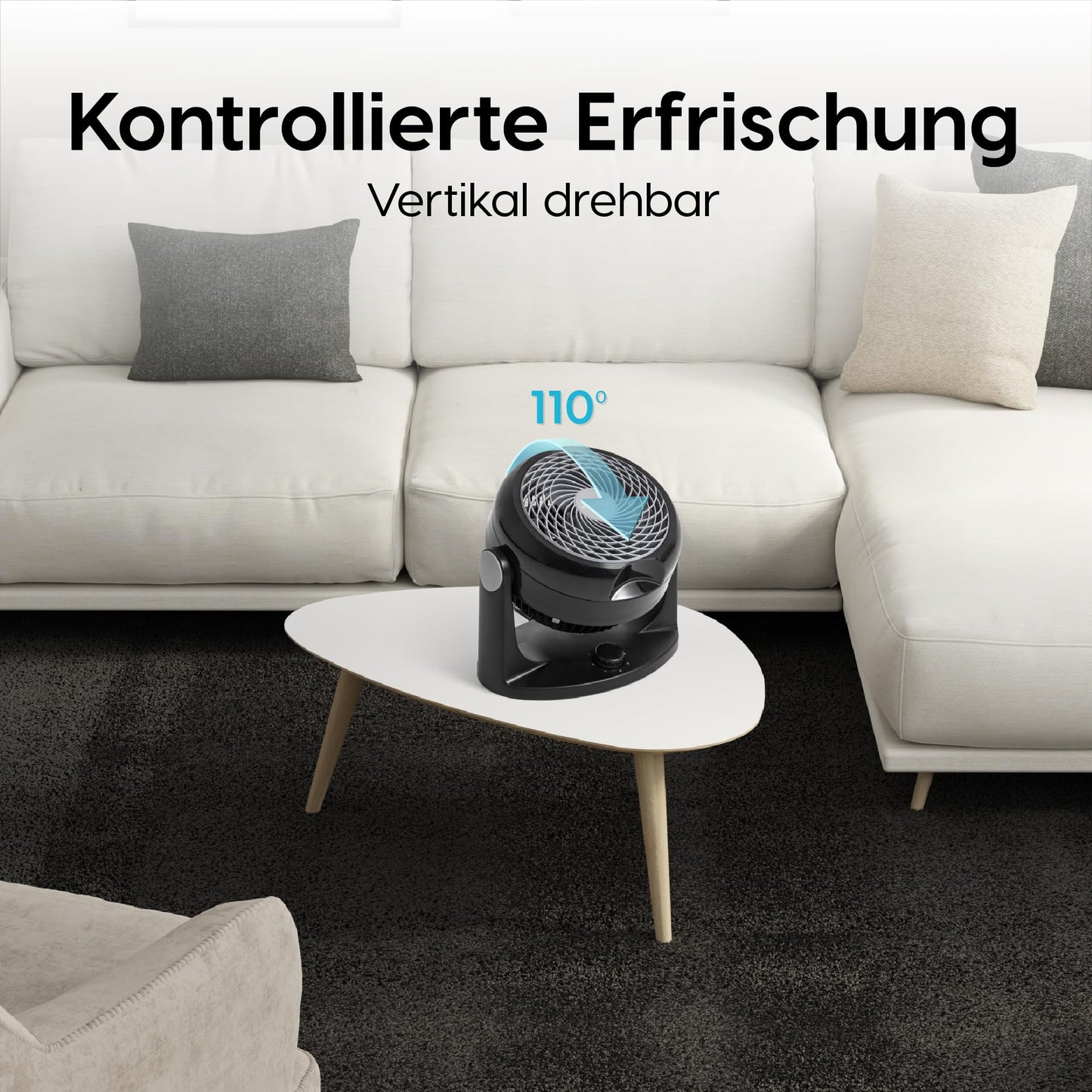 Iris Ohyama Woozoo, 23m², fan, Black, 3 speeds, quiet, Table Fan, Table fan, Fan, Floor fan, portable, Portable, Cooling, Desk Fan, PCF-HD18N