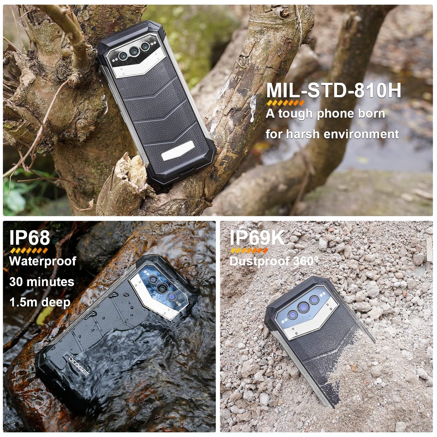 DOOGEE VMAX 5G outdoor phone without contract, 20GB+256GB Dimensity 1080, 22000mAh large battery, 108MP camera, 6.6" FHD+ 120hz outdoor smartphone Android dual SIM IP68 waterproof OTG NFC.