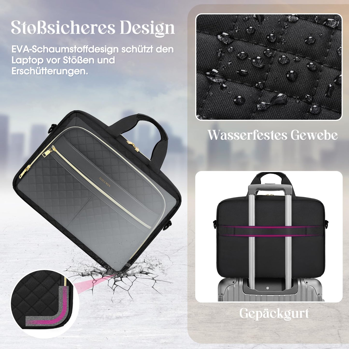 IGOLUMON laptop bag for women 17.3 inches briefcase waterproof laptop notebook bag work bag business bags shoulder bag messenger bag