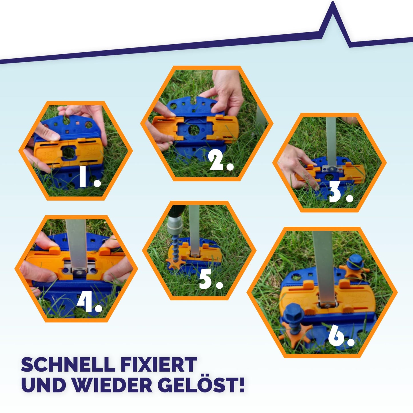 Peggy Peg - Fix&Go Anchor Plate 2.0 for securing support feet 2 pack incl. Peggy-ABC instructions - Ground anchoring for various awning feet & tent poles while camping - Ground holder double set