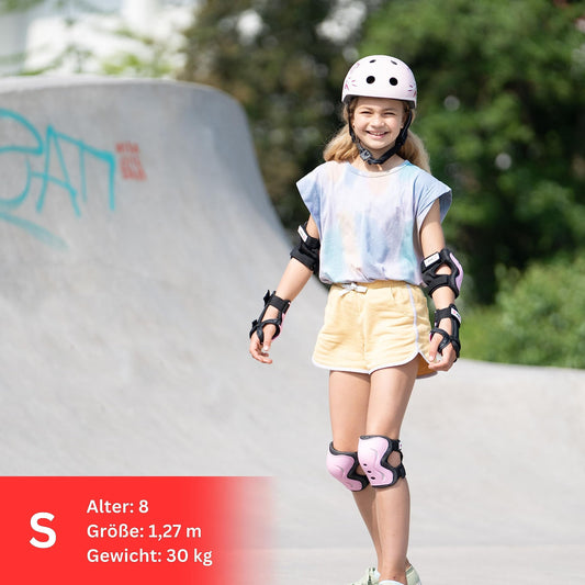 SKATEWIZ Kids Knee Pads - Kids Protectors - Knee Pad Guards - Knee and Elbow Guards - Protective Set - Impact Size S Pk Black