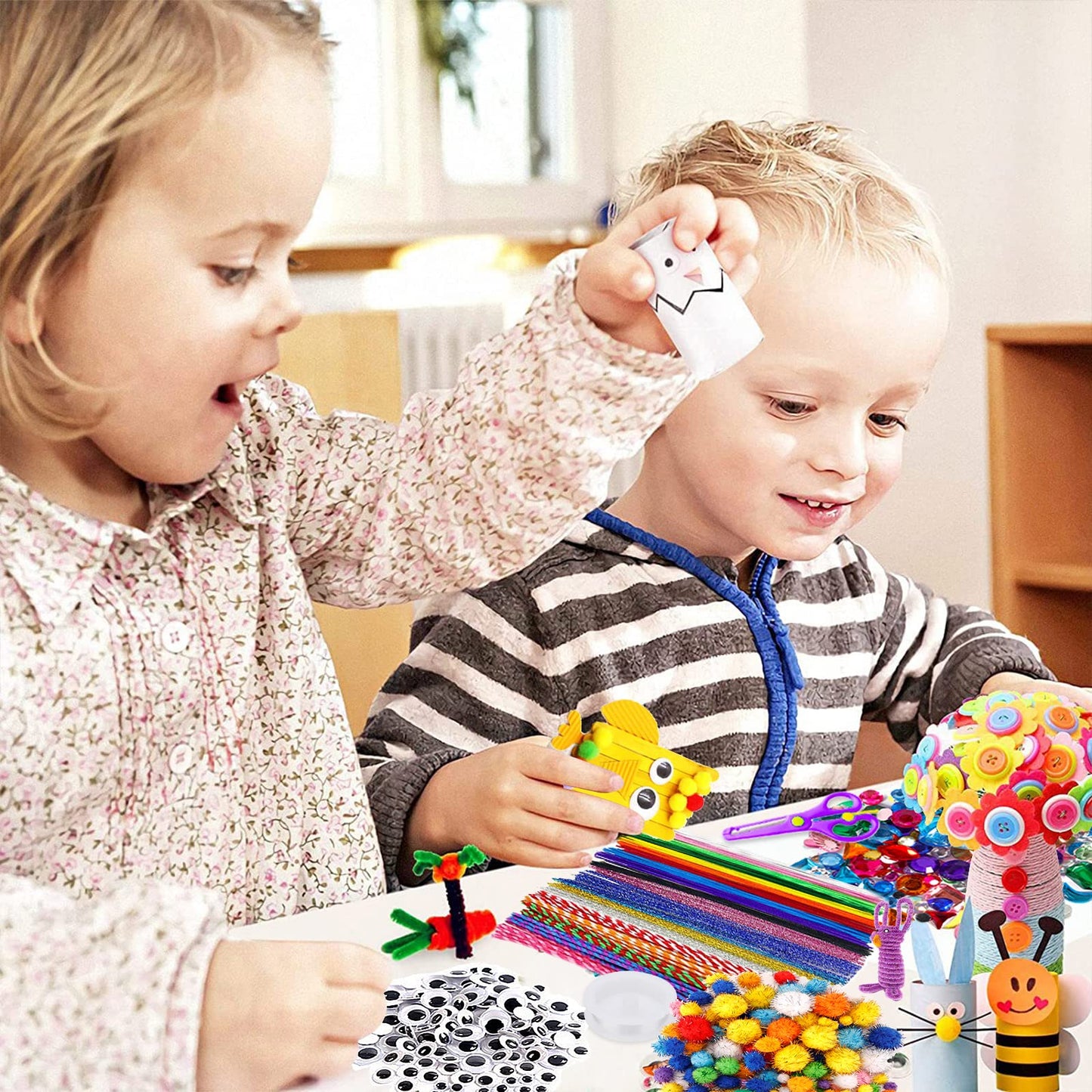Purpledi 3300+ pieces Crafting Sets for Kids Crafting Material in Crafting Case, DIY Crafting Accessories Crafting Supplies Material Set, Crafting Gift for Birthday, Christmas, Crafting Kit Kids age 3 4 5 6 years