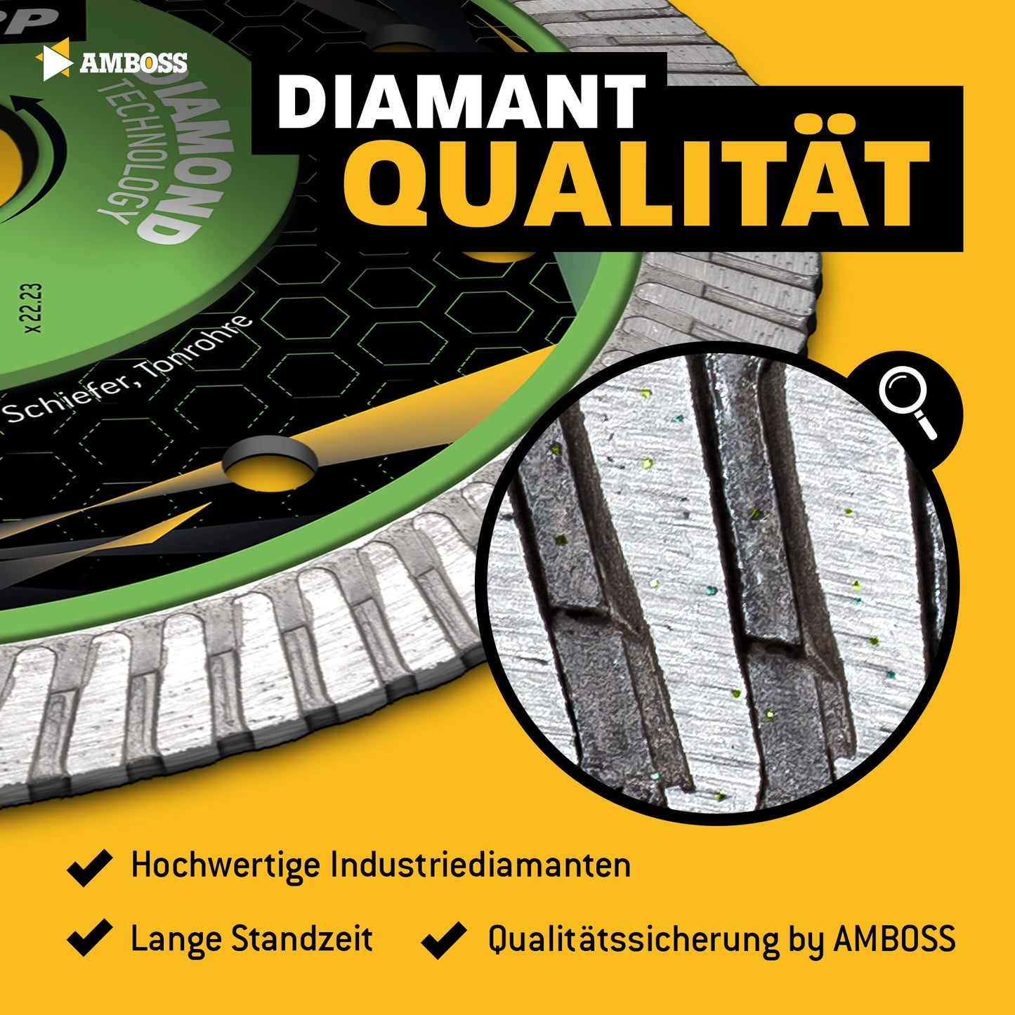 Anvil FFS 22 - Diamond cutting disc Ø 250 mm x 25.4 mm - Hard porcelain stoneware (up to 1.2 cm) / hard granite/slate/tiles/clay pipes/fiberglass | Segment height: 10 mm