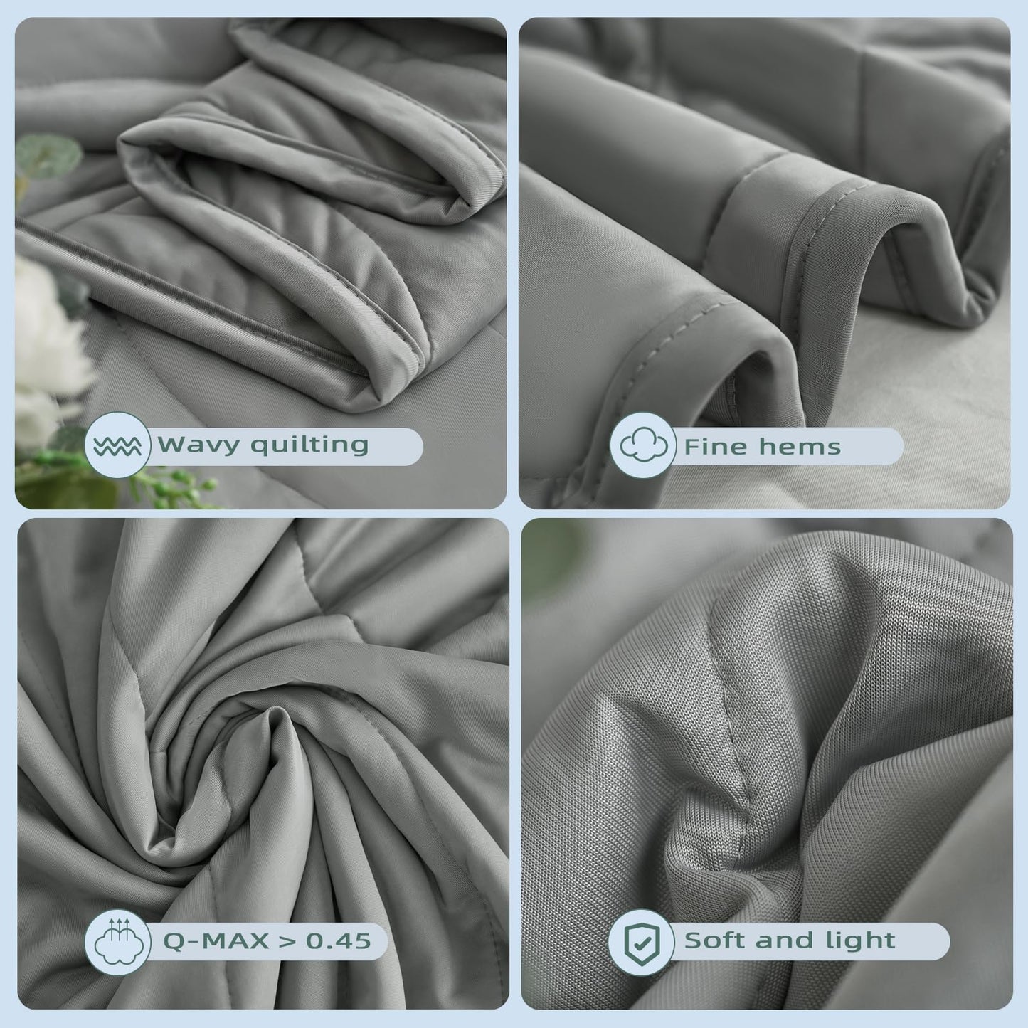 Laneetal Cooling Blanket, lightweight summer blanket with Arc-Chill Q-Max > 0.45 cooling fibers, self-cooling blanket for humans, summer bedspread for sleeping, throw blanket, couch blanket, travel blanket in Grey 150x200 cm