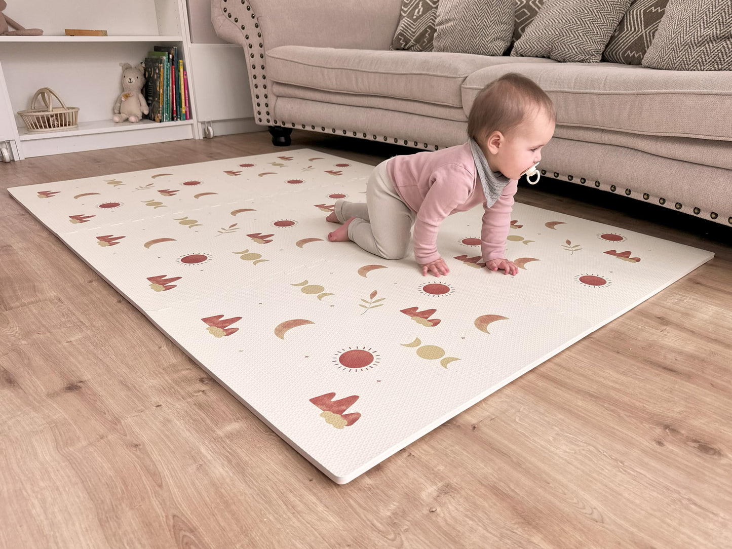 LITTLE LEMON - Stylish Play Mat Moon | Extra Large Puzzle Mat 180x120 cm | XL Pieces 62 cm | BPA and Toxin-Free Baby Crawling Mat