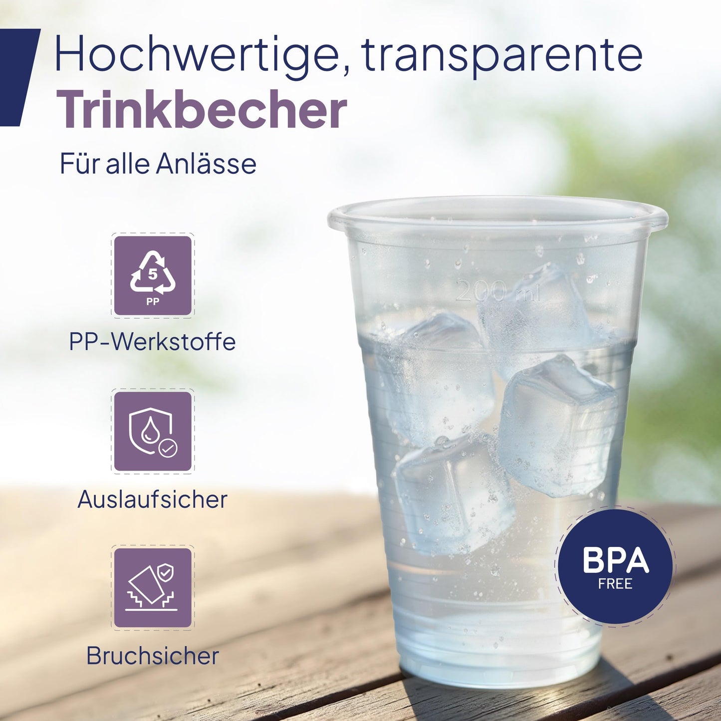Inoverse 1000 pieces Plastic Cups, 0.3 L Transparent Disposable Cups, Plastic Party Cups, Beer Cups, Water Cups.