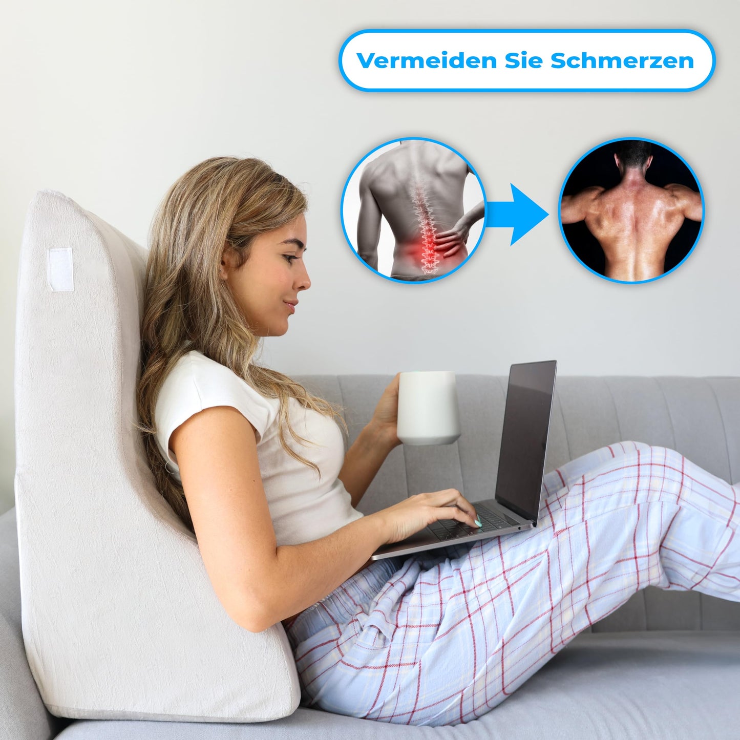 Relivy - Reading Pillow with Memory Foam | Ergonomic Back & Wedge Pillow for Bed, Sofa & Couch | Orthopedic Support Pillow for Back Pain & Tension