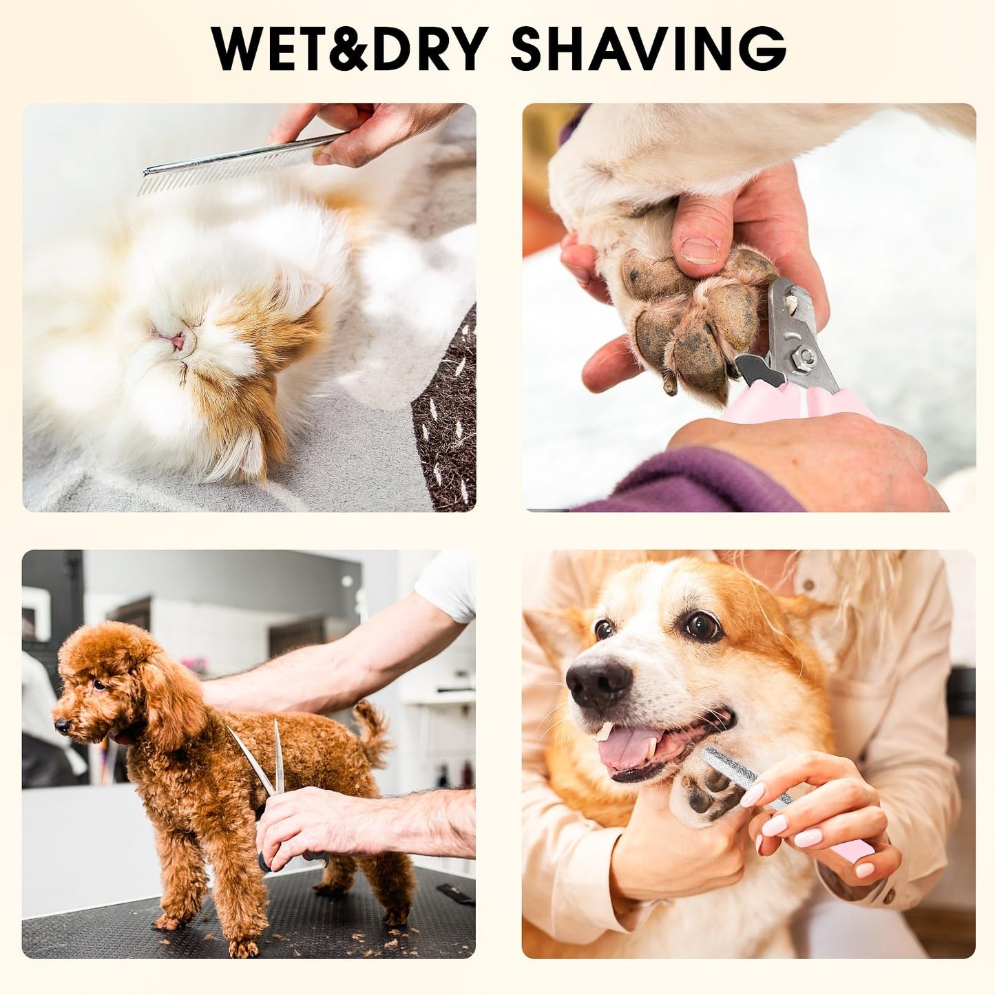Journeyside Dog Clipper, Professional Dog Cat Clipper, Quiet Dog Clipper Thick Fur, Professional Dog Clipper with Ceramic Blades, LED Display, for Dogs and Cats