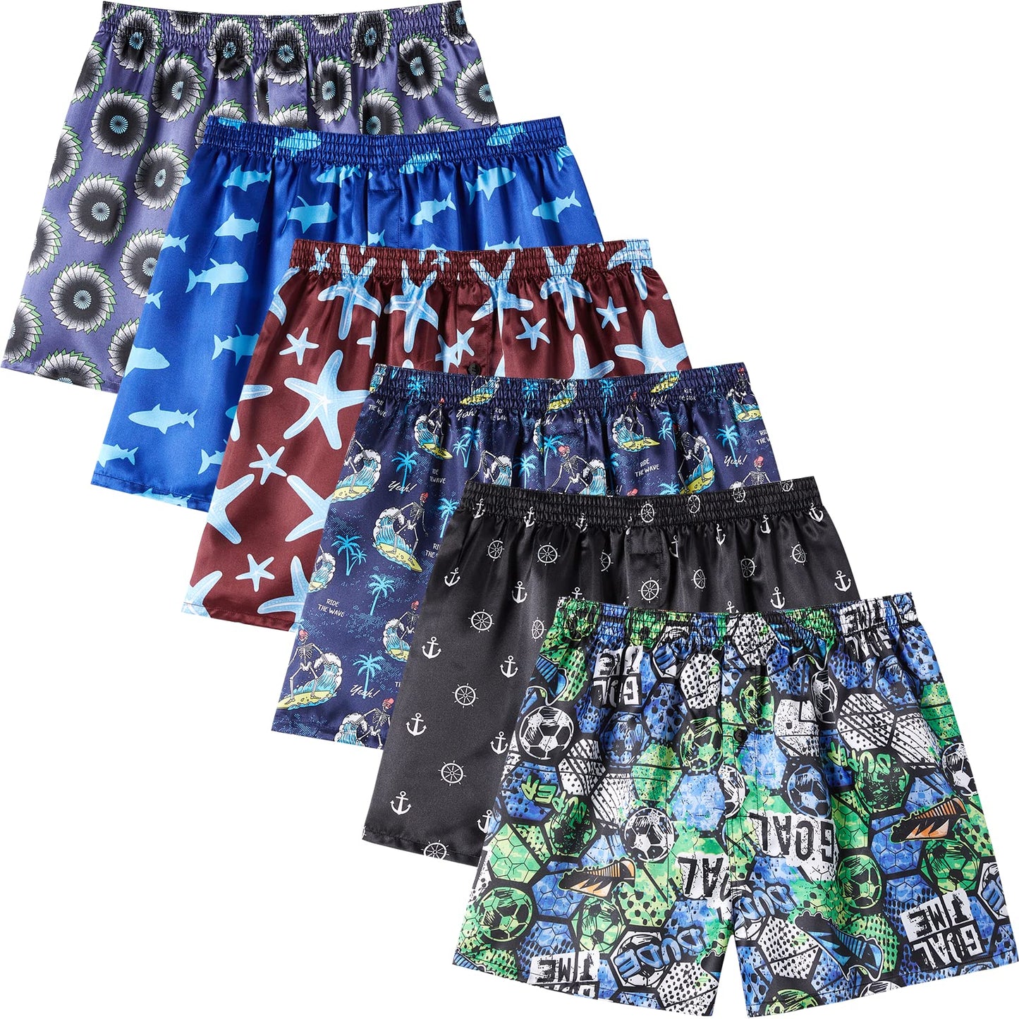 JupiterSecret Men's Satin Boxer Shorts Pack Underwear, Silk Feeling Sleep Shorts with Elastic Waistband