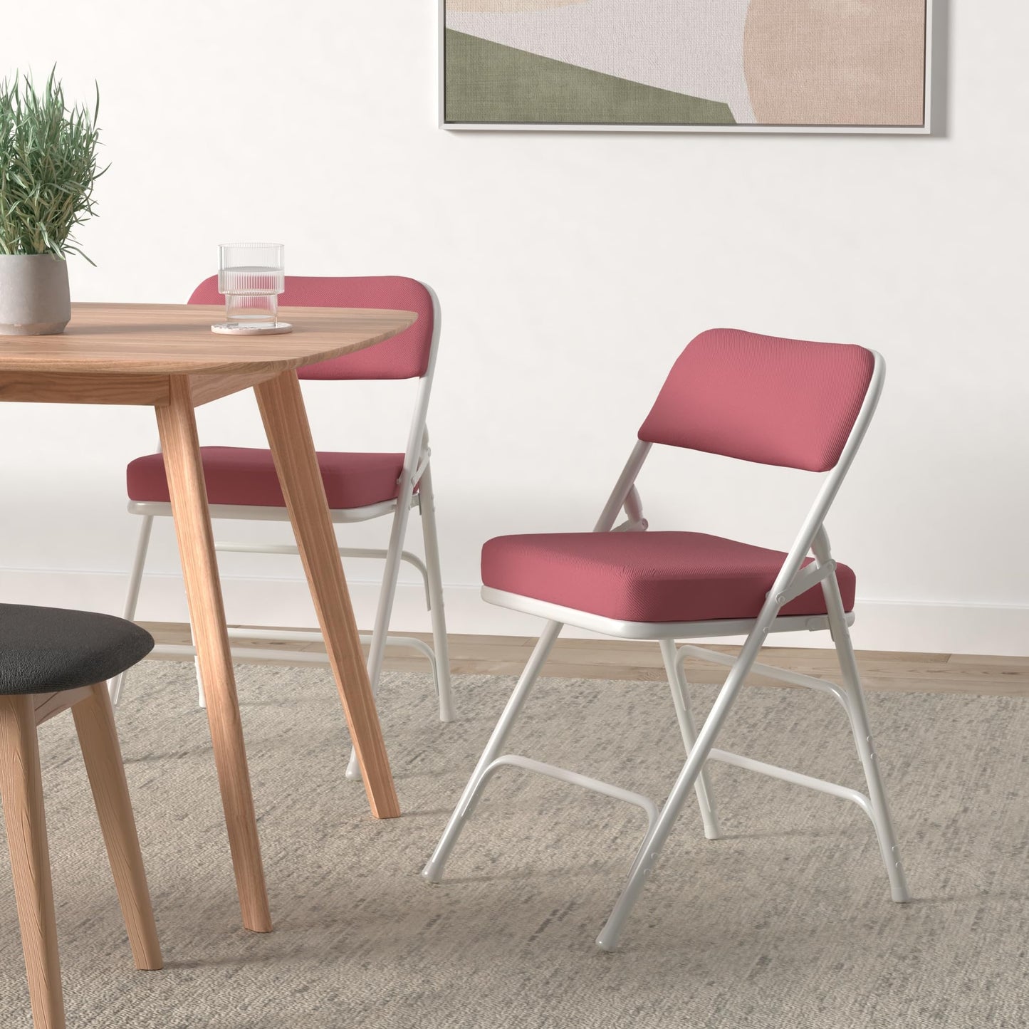 KAIHAOWIN Folding Chairs with Padded Seat Ultra Thick Folding Chair Indoor Comfortable Metal Chairs with Soft Padding (1×Red)