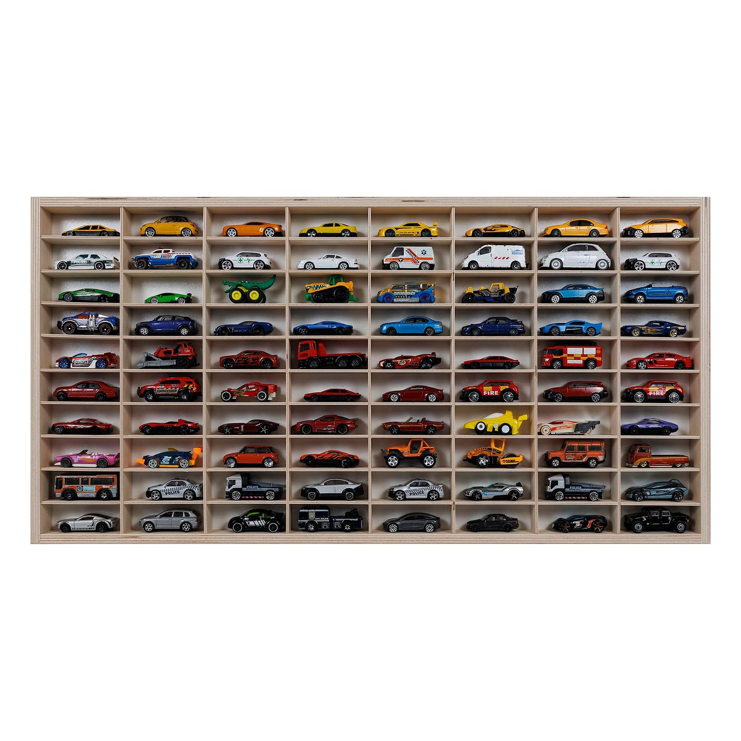 Dekoralove WOOD ORGANIZER 80X40CM for drawers compatible for Hot Wheels jewelry Wood storage compartments white shelf backs