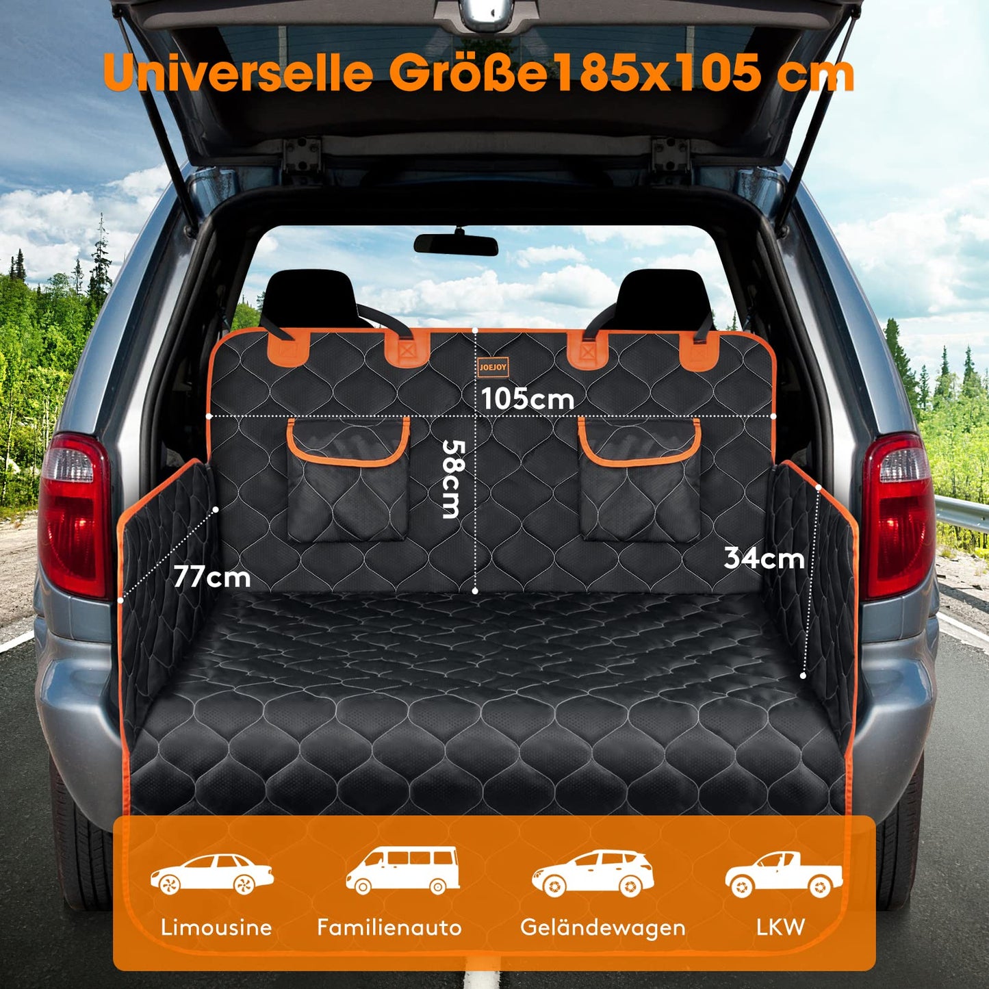 JOEJOY Car Boot Liner for Dogs with Side and Bumper Protection, Universal Waterproof Scratch-Resistant Boot Liner - Easy to Clean Dog Blanket for Car Boot