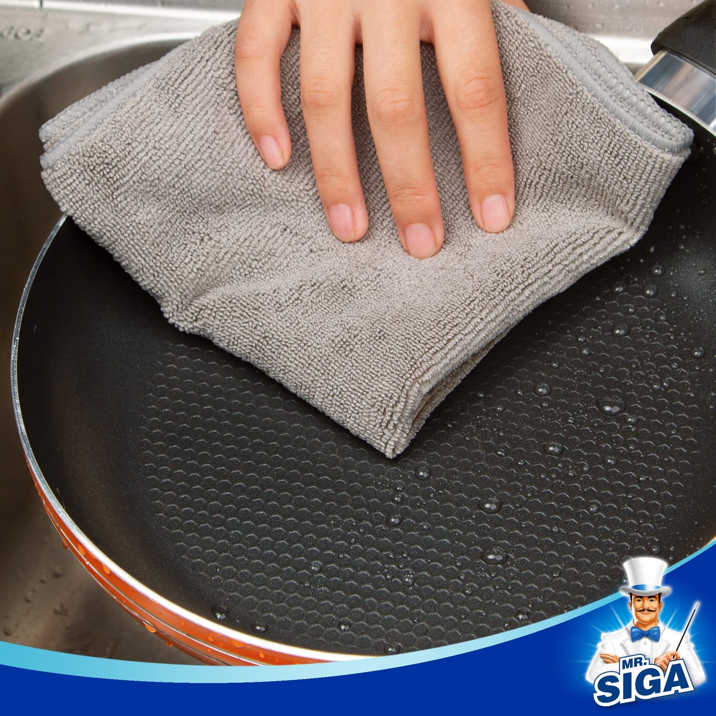 MR.SIGA Microfiber Cleaning Cloth, All-Purpose Microfiber Towels, Streak-Free Cleaning Cloths, 12 Pack, Gray, Size 32 x 32 cm