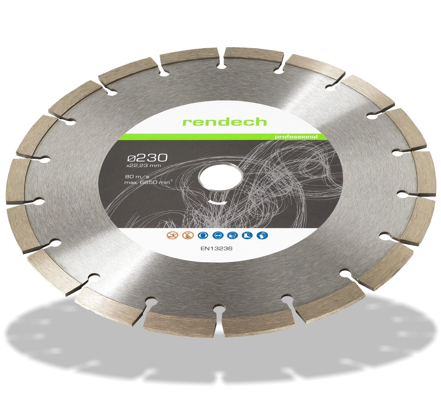 2x Professional Diamond Disc 230mm for stone, concrete, granite, bricks, and more. Diamond cutting disc with high cutting performance | rendech® brand quality.