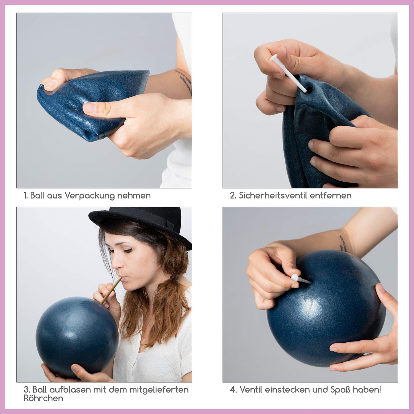 Beneyu non-slip & super lightweight soft Pilates ball - small exercise ball - 23cm + exercises