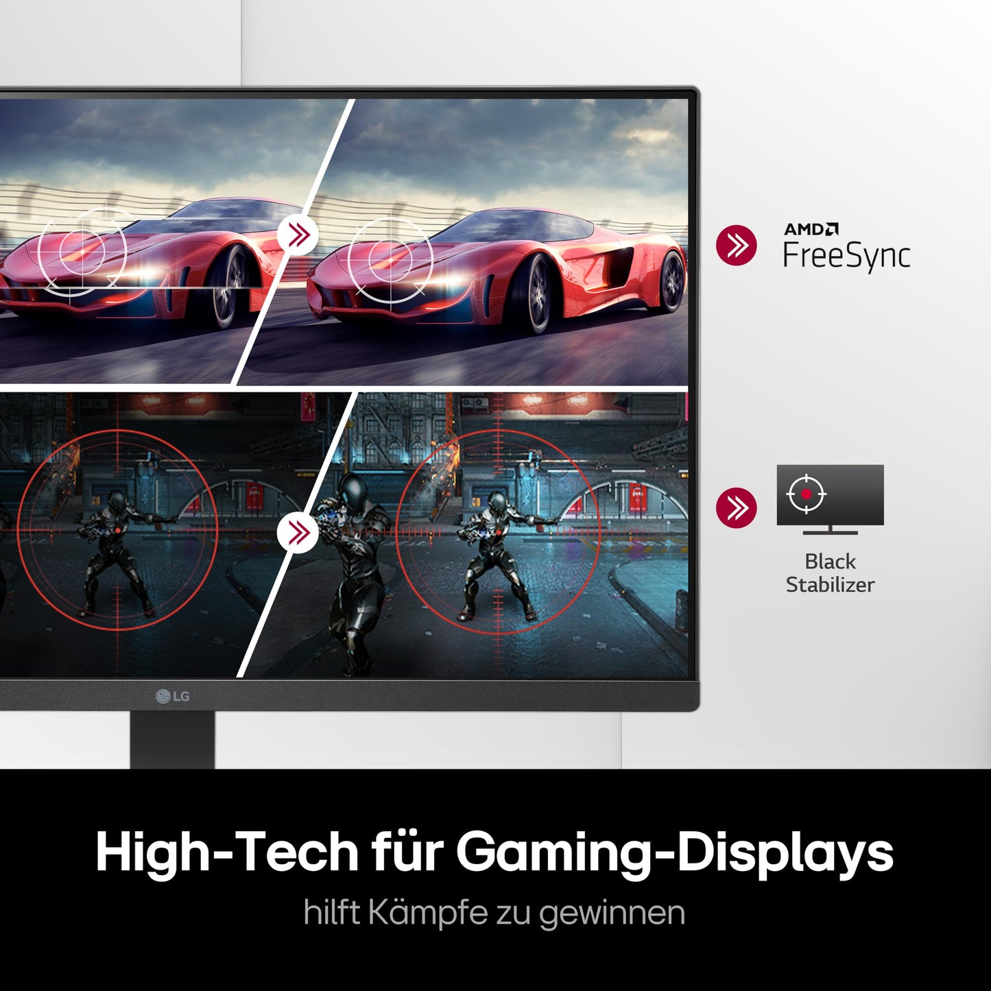 LG Full HD Monitor 24MR400-B.AEUQ - 24-inch, IPS Panel, FreeSync, VESA FDMI, 100Hz, Black