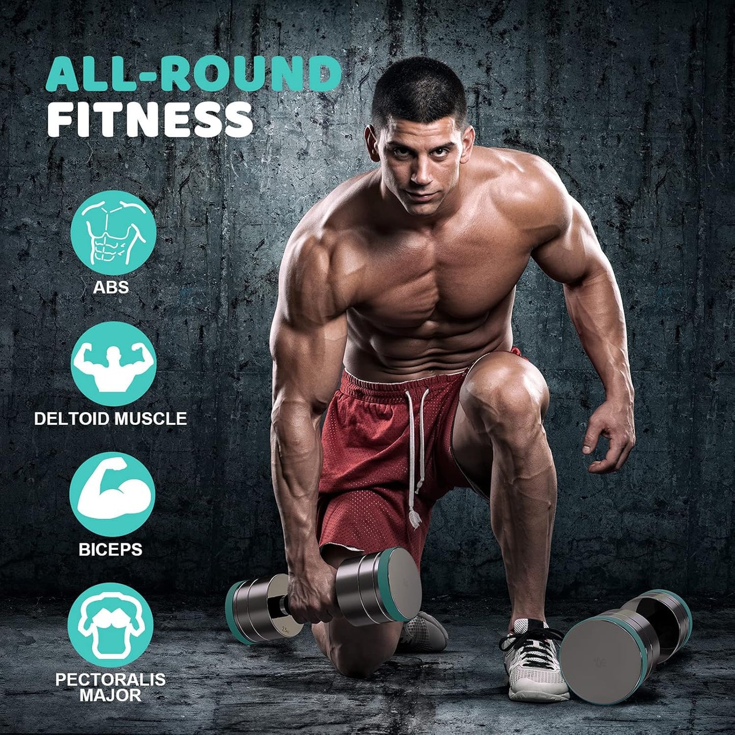 Dripex Dumbbells Set Adjustable Dumbbell 2x10kg, Steel Dumbbells included. 2.5kg 5kg 7.5kg 10kg 15kg 25kg 30kg 50kg Fitness Dumbbells 20 KG with Foam Grip for Home