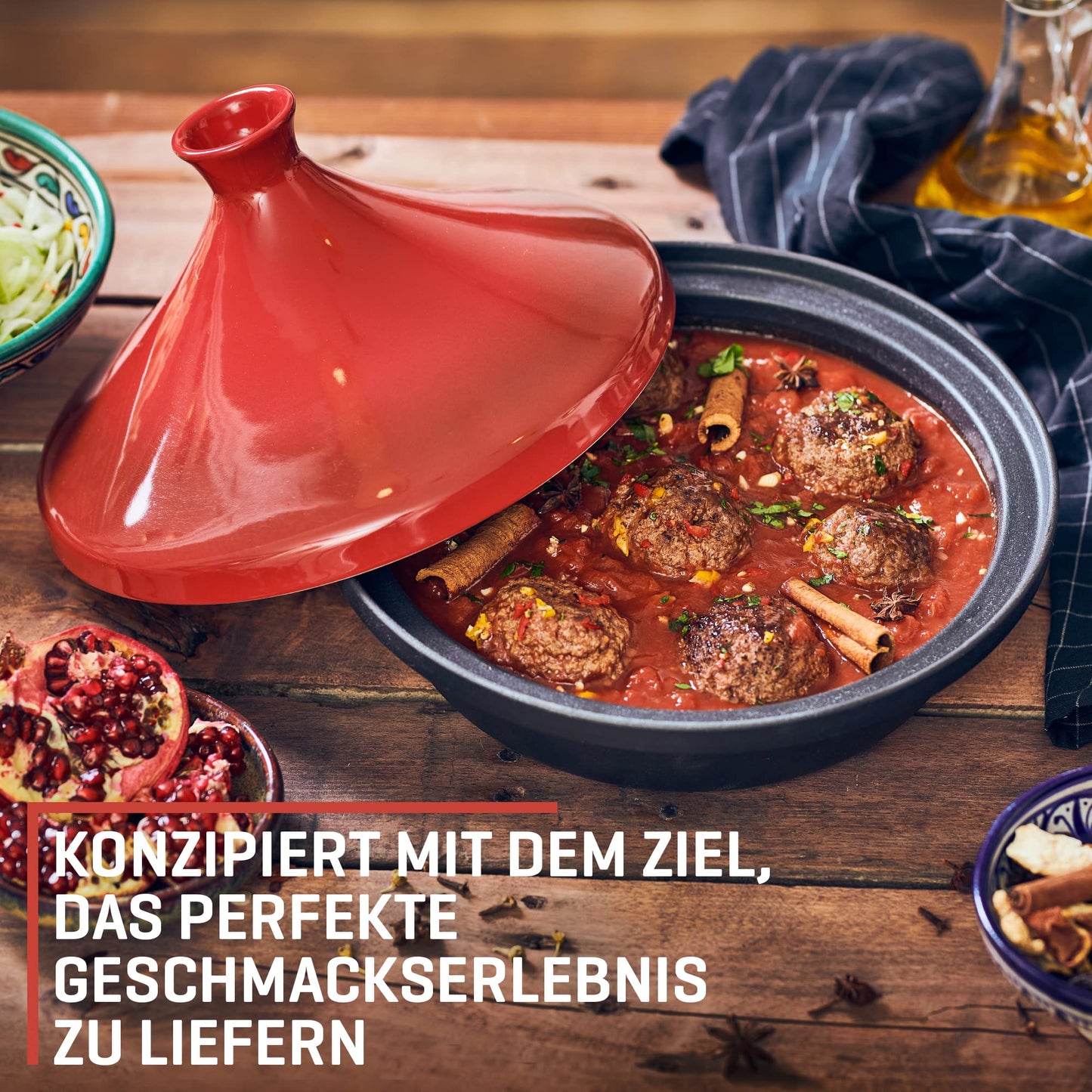 Uno Casa Moroccan Tajine Casserole Dish - 3.5 L cast iron pot with enameled cast iron base and cone-shaped lid