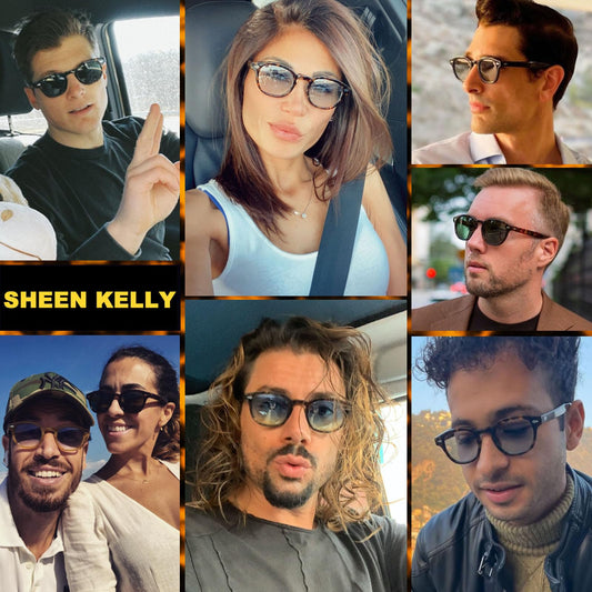 SHEEN KELLY Retro Acetate Oval Sunglasses for Men Women High-Definition Polarized Round Lens Material