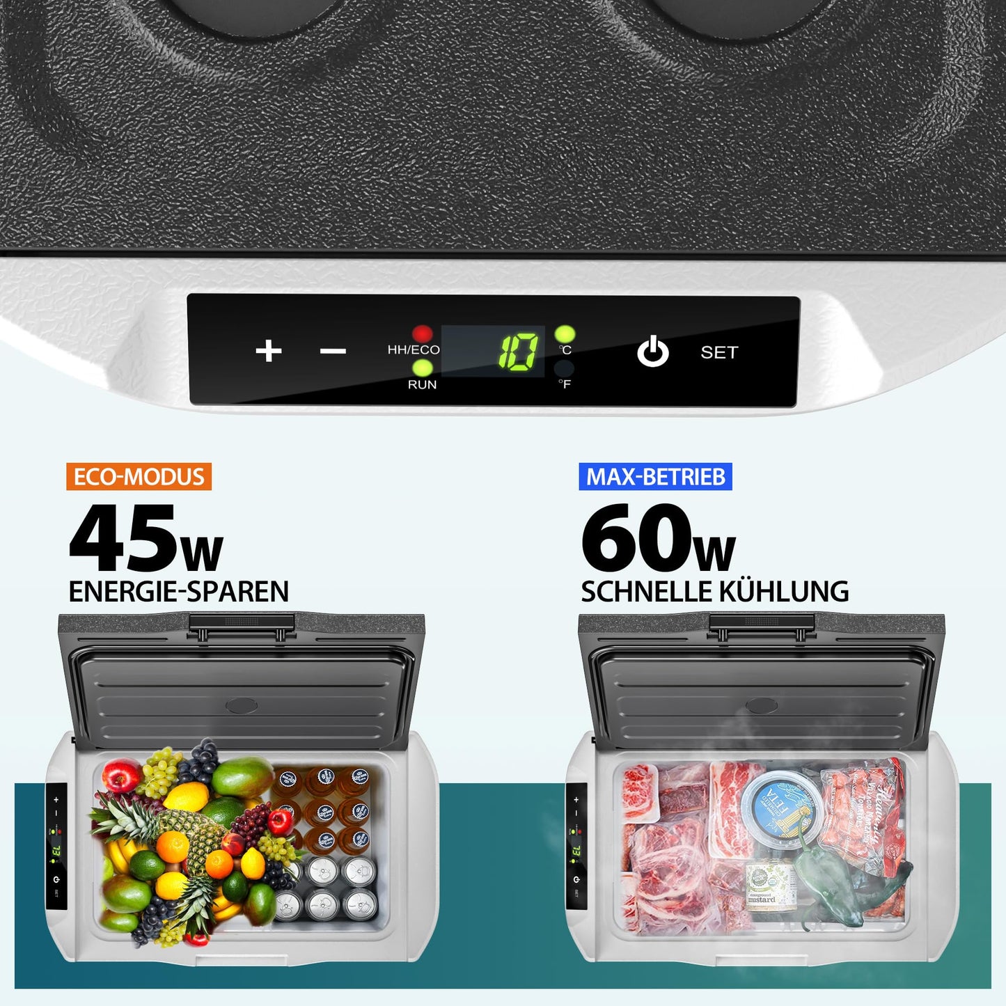 EUHOMY 21L compressor cooler -20℃~20℃, 12V car fridge, portable freezer 12/24V DC 220-240V AC, with APP control for camping, traveling, truck, home
