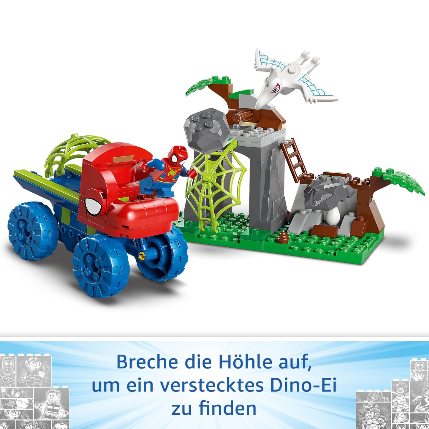 LEGO Marvel Spidey's Team on rescue mission in the Dino Truck, buildable superhero toy car, adventure playset for kids 4+, Spidey and His Super Friends 11199