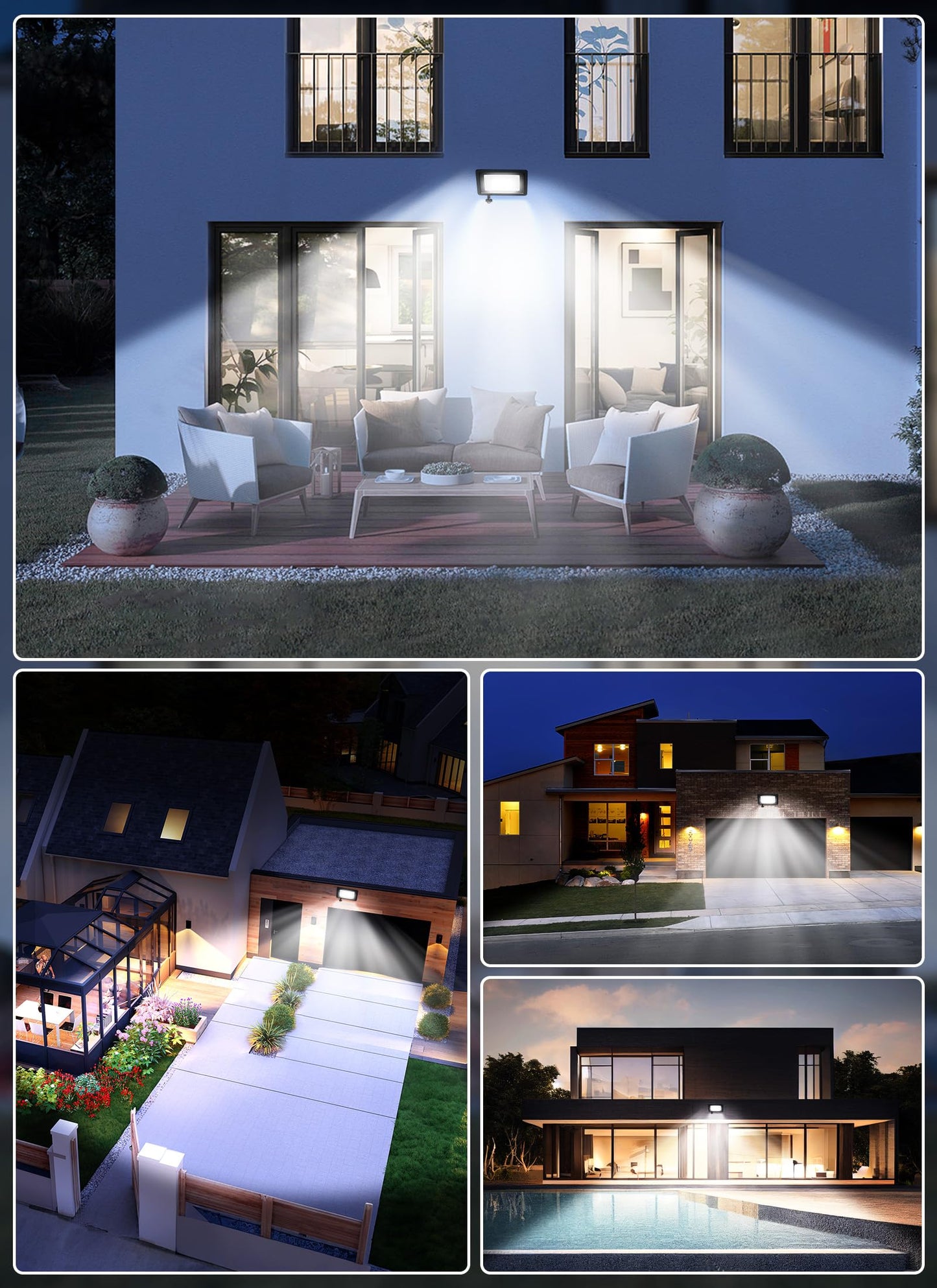 Brightown LED floodlight with motion sensor, 20W, IP66 waterproof with 24 LEDs, 2200LM outdoor spotlight 6000K cool white. Ideal for garden, warehouse, playground, backyard.