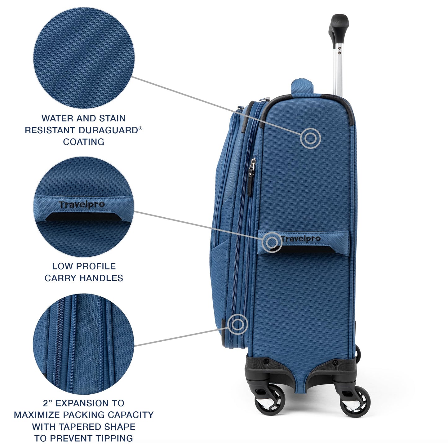 Travelpro Maxlite 5 Expandable Carry-On with 4 Wheels, Soft Underseat Bag, Lightweight Suitcase, Soft Exterior, for Men and Women, 2-Piece Set, Blue (Ensign Blue), Carry-on