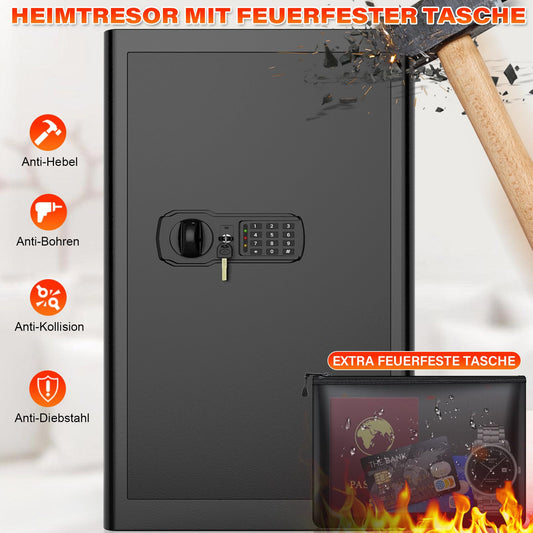 90L Large Fireproof Safe with Fireproof Document Bag, Digital Home Safe with Removable Shelf, Furniture Safe for Documents, Gold, Jewelry, Valuables