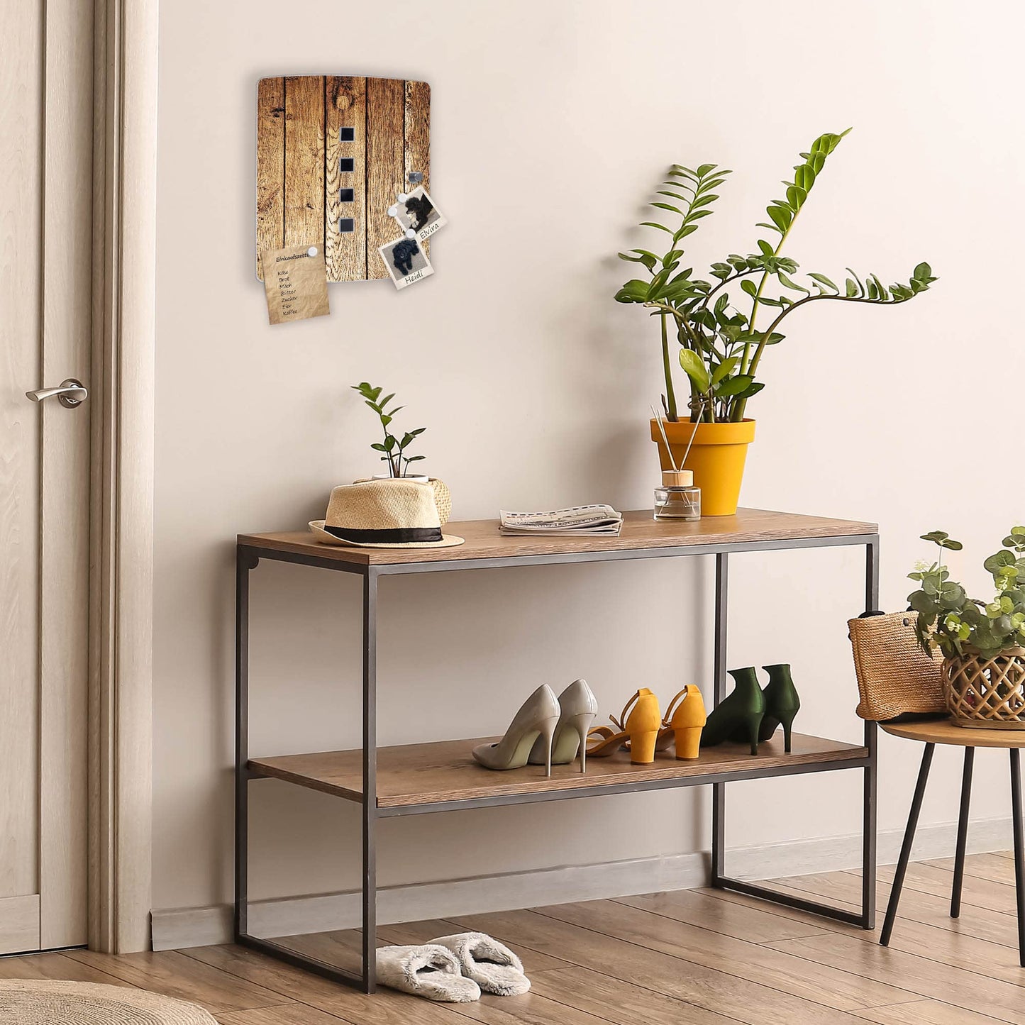 Banjado Design stainless steel key cabinet for 10 keys/key box for key storage 24 x 21.5 x 7cm with practical magnetic closure/Motif oiled wood