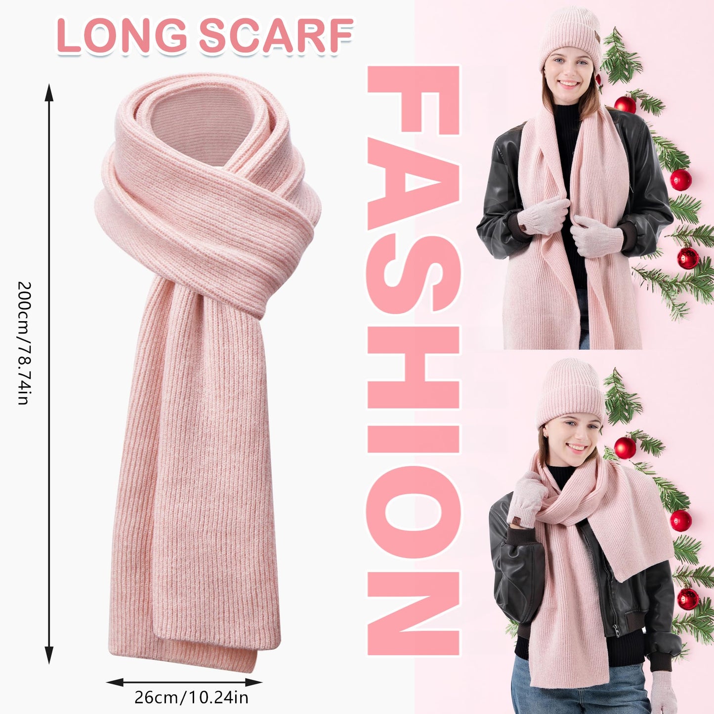 ZASFOU Women's Winter Hat Scarf Touchscreen Gloves Set Thermal Beanie Knit Tube Scarf Winter Gloves Gift for Women