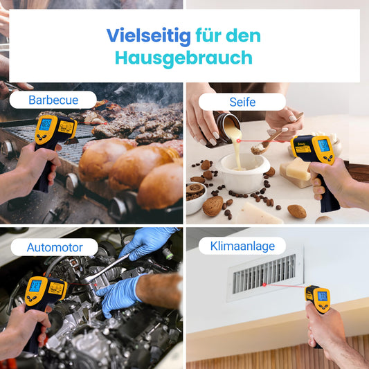 Etekcity Infrared Thermometer, Temperature Gauge -50°C to +450°C - Digital Laser Infrared Thermometer for Kitchen, Pizza Oven, Grill, Baking - Not for humans - Yellow/Black
